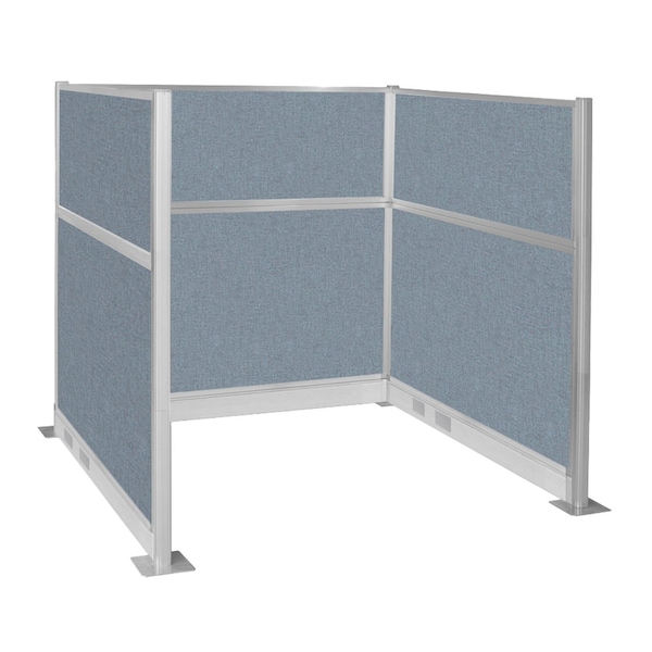 Versare Pre-Configured Hush Panel Electric Cubicle (U Shape) 6' x 6' Powder Blue Fabric 1859357 - main